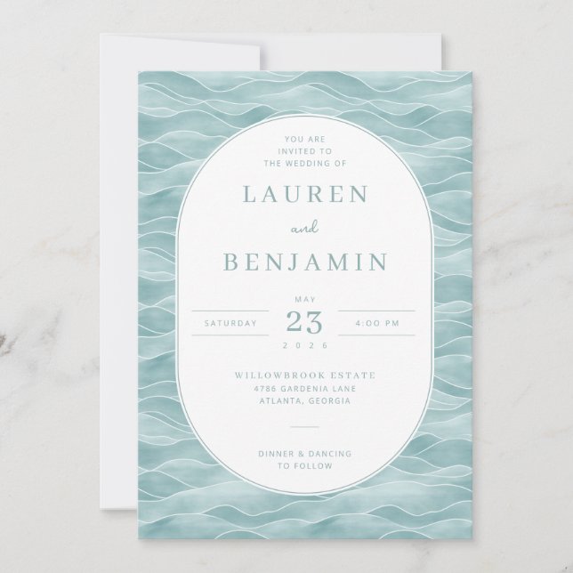 Convite Tranquil Teal Wave Invitations (Frente)