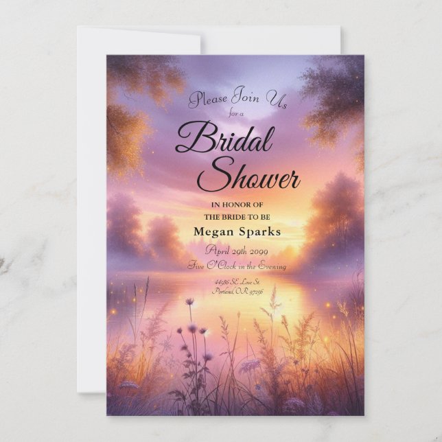 Convite Tranquilo brilho da noite pelo lago (Frente)