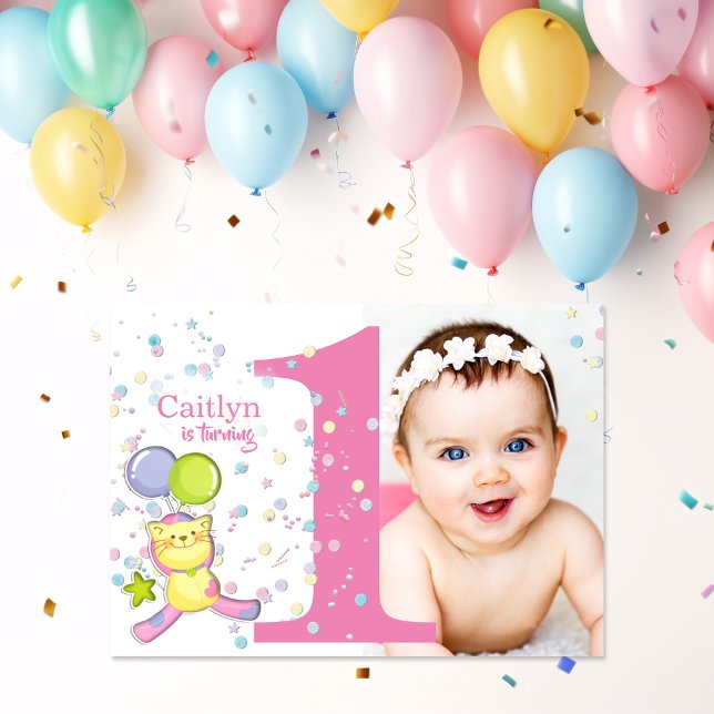 Convite Transformando Um Aniversário De Foto Rosa (Criador carregado)