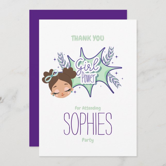 Convite Transformando uma garota personalizada em roxo, ca (Frente/Verso)