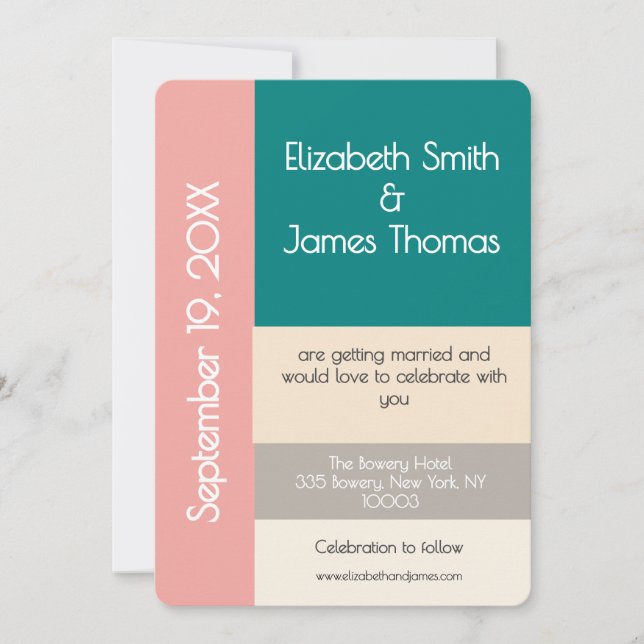 Convite Transformative Teal Modern  Contemporary Wedding (Frente)