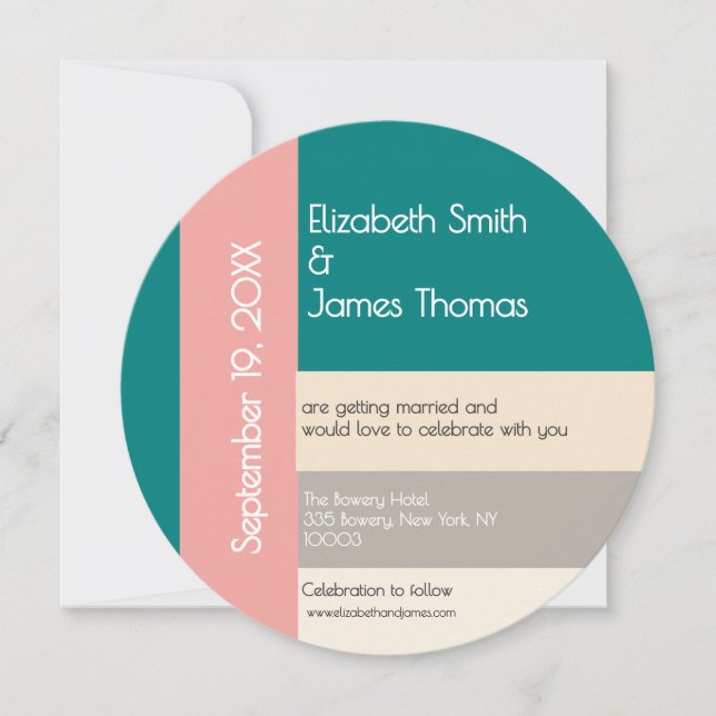 Convite Transformative Teal Modern  Contemporary Wedding (Frente)