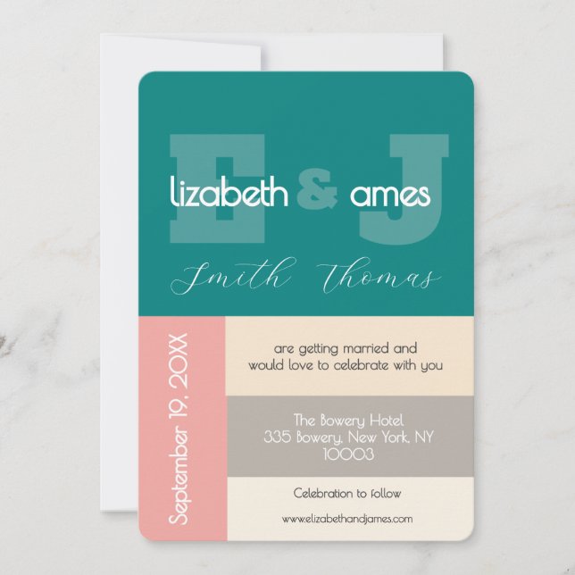 Convite Transformative Teal Modern Script Wedding (Frente)