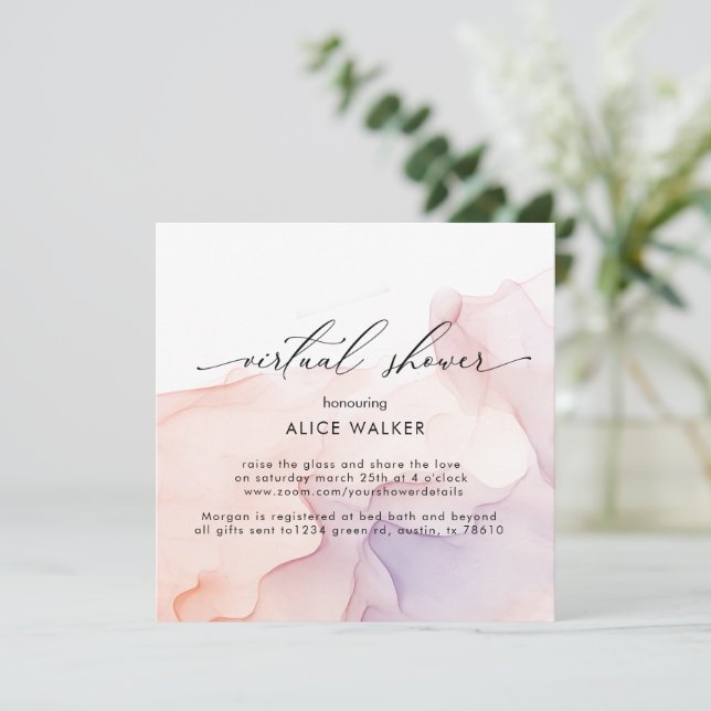 Convite Transparente para Chás Virtuais da Seda (Em pé/Frente)