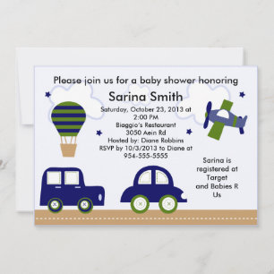 Convite Transportes/Cambridge Baby Shower Invtions