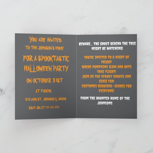 Convite Trapalhadas ao Luar com Fantasma e Abóbora (Interior)