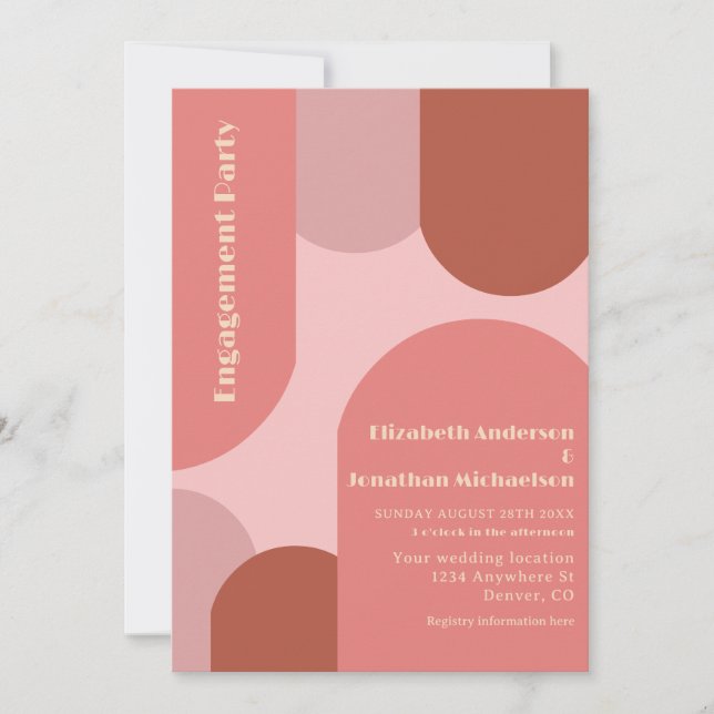 Convite Trava as Festas de noivado cor-de-rosa coral (Frente)