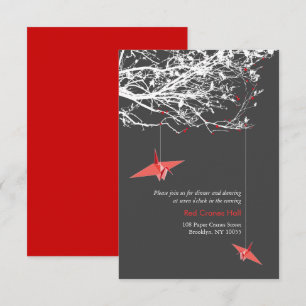 Convite Travando gruas de papel na Recepção de casamento