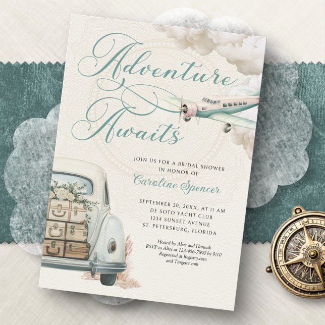 Convite Traveling Adventure Bridal Shower Invitation (Criador carregado)