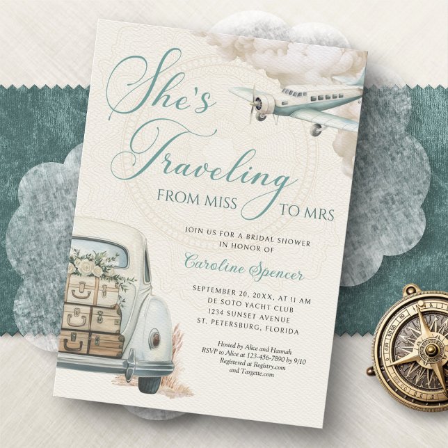 Convite Traveling Adventure Bridal Shower Invitation (Criador carregado)