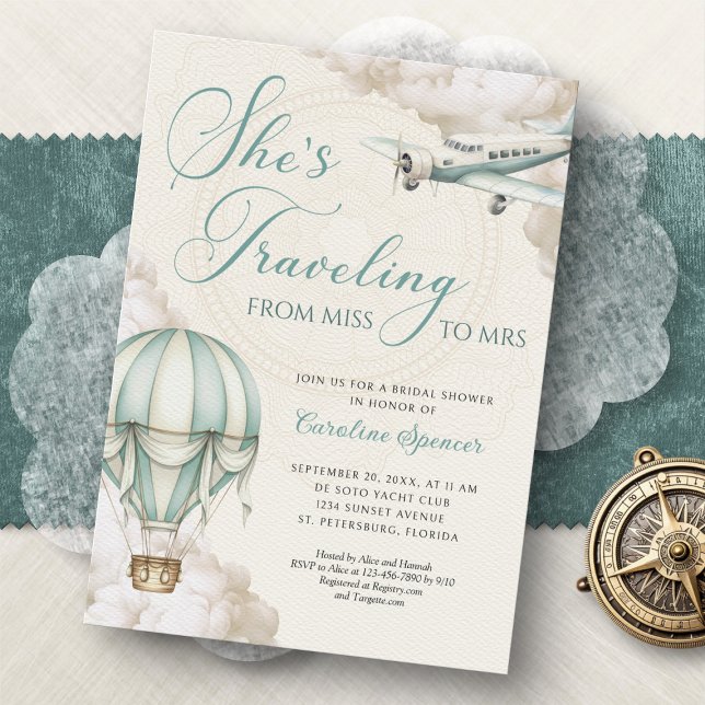 Convite Traveling Adventure Bridal Shower Invitation (Criador carregado)