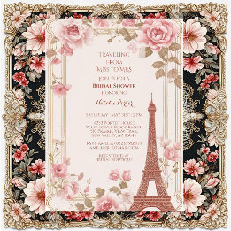 Convite Traveling from Miss to Mrs Bridal Shower Paris 