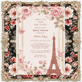 Convite Traveling from Miss to Mrs Bridal Shower Paris