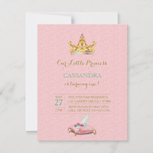 Convite Travessa de Vidro da Princesa Tiara Rosa Damask