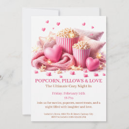 Convite Travesseiros de Pipoca e Amor - Festa de Noite de 