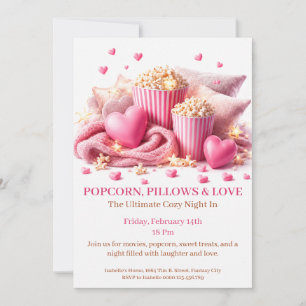 Convite Travesseiros de Pipoca e Amor - Festa de Noite de