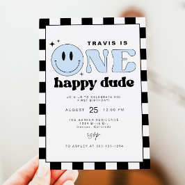 Convite TRAVIS One Happy Duo Smile Face First Birday