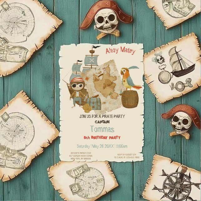 Convite Treasure Hunters Pirate Birthday (Criador carregado)