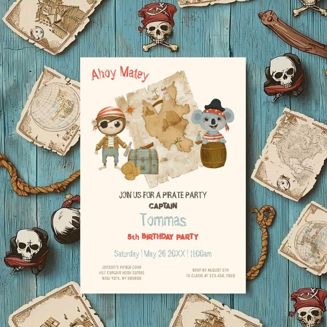 Convite Treasure Hunters Pirate Birthday (Criador carregado)