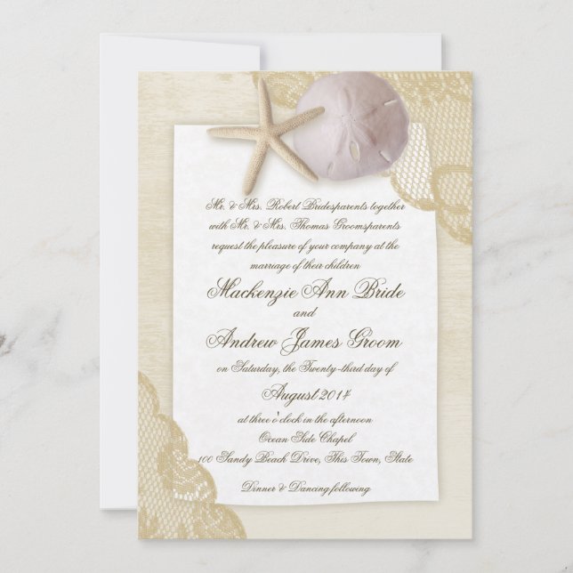 Convite Treasured Beach Wedding (Frente)