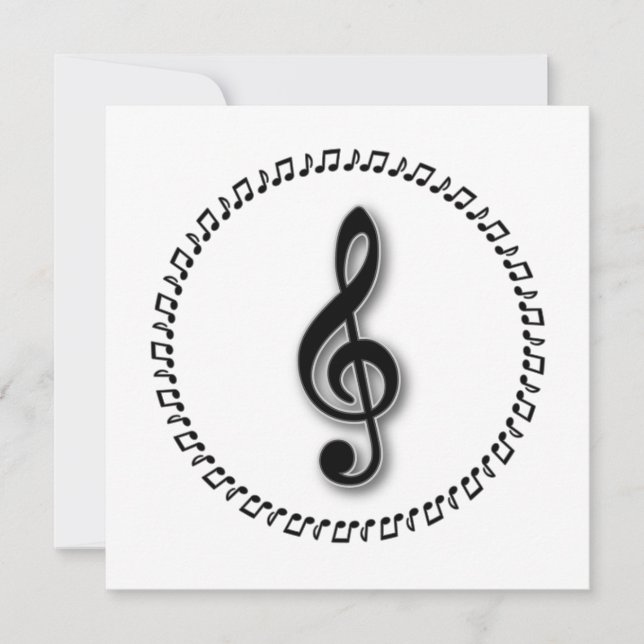 Convite Treble Clef Music Note Design (Frente)
