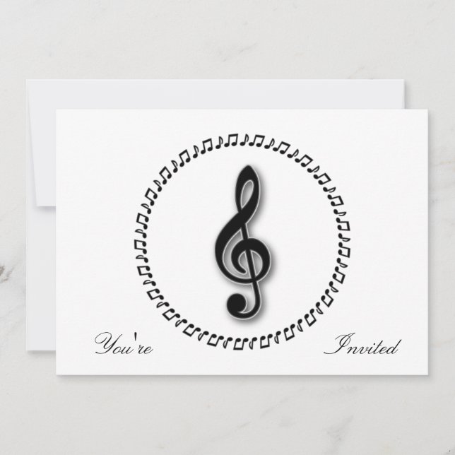 Convite Treble Clef Music Note Design (Frente)