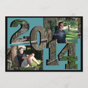 Convite Tree Camo Twin Photo Teal Blue 2014