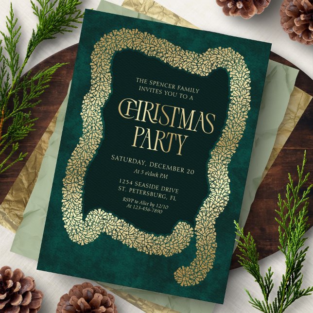 Convite Tree Garland Christmas Party Invitation (Criador carregado)