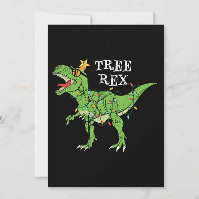 Convite Tree Rex Dinosaur Engraçado Feliz Natal Pajama Xma (Frente)