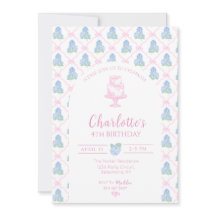 Trellis de Hortênsia Azul Verde com Laço Rosa