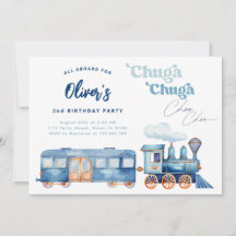 Trem Azul Chuga Chuga Choo Choo Aniversário Modern