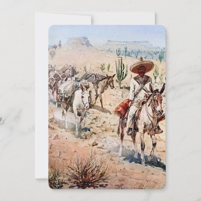 Convite “Trem de Carga de Vaquero” por Edward Borein (Frente)