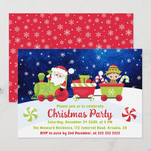 Convite Trem de Natal da Festa do Papai Noel e Amigos (Frente/Verso)