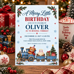 Convite Trem de Natal Menino Aniversário
