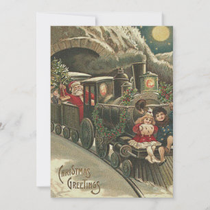 Convite Trem do Papai Noel com Grinalda de Azevinho para C