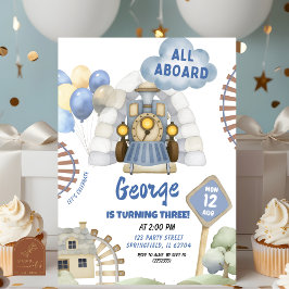 Convite Trem Todos a Bordo Menino Aniversário