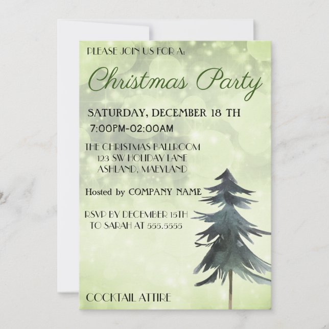 Convite Trendência, Linda, Árvore de Natal Verde (Frente)