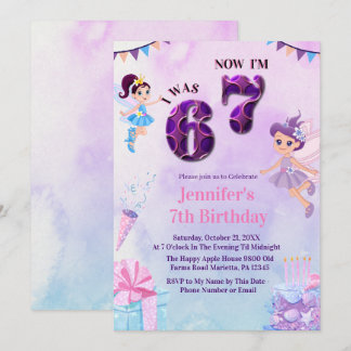Convite Trending 6 7 Meme Ballerina Girl Fairy Birthday