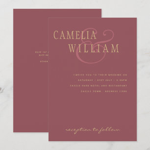 Convite Trending Modern Weds Dusty Rosa cor-de-rosa Dourad