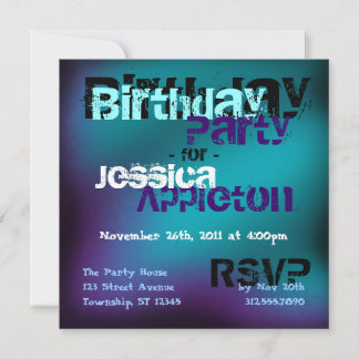 Convite Trendy Abstrato Teal & Violet Birthday Invtions