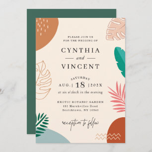 Convite Trendy Abstrato Tropical Shapes Casamento de Verão