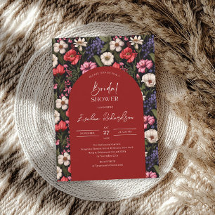 Convite Trendy arch aquarela colorida flores silvestres