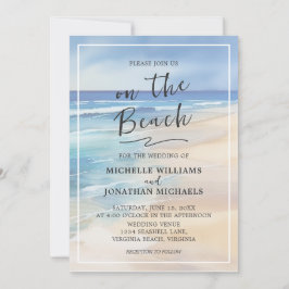 Convite Trendy Beach Watercolor Ocean Weding Summer
