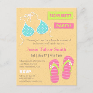 Convite Trendy Bikini Beach Weekend Festa de solteira
