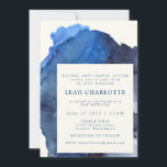 Convite Trendy Blue Abstrato Watercolor Bat Bar Mitzvah<br><div class="desc">Trendy Blue Indigo Abstrato Watercolor Bat Bar Mitzvah Convite</div>