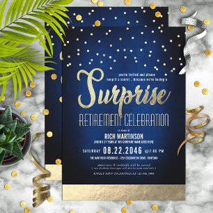 Convite Trendy Blue/Dourado Partido para Reforma Surpresa