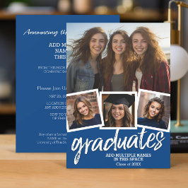 Convite Trendy Blue Graduation Group Party 4 Foto