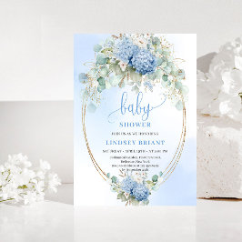 Convite Trendy Boho Blue Floral Baby Shower Invitation