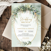 Trendy boho eucalyptus green gold brunch