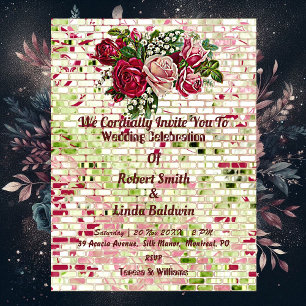 Convite Trendy Burgundy Red Rustic Rosa Floral